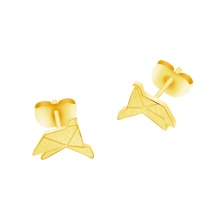 Gold Silver Color Tiny Origami Stud Earrings For