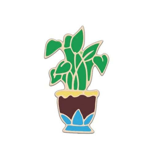 Green Fresh Brooches Cactus Potted Pins Enamel Badge Plants Metal Pin