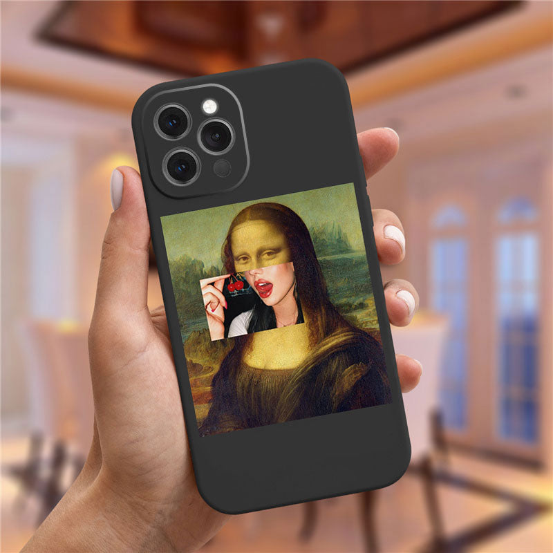 Funny Mona Lisa David Silicone Phone Case For iphone 14 Pro Max 13 12 Pro Max XS XR 11 Pro 6s 7 8 Plus Cigarette case Soft Cover