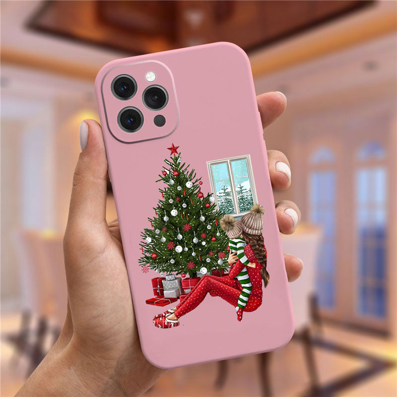 Christmas and New Year gift pink Phone Case For iPhone 14 Pro 13 11 Pro Max 12 mini XS Max XR 8 7 Plus fashion girl Cover Fundas