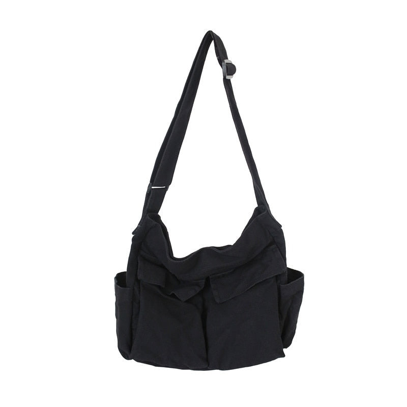 Damen Schule Messenger Bags für Frauen Schulter Damen Designer Handtasche solide große Kapazität lässig Leinwand Schulter weibliche Taschen