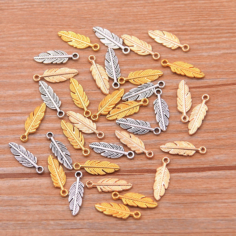80pcs 5*15mm 6 Color Metal Zinc Alloy MINI Leaves Charms Fit Jewelry Plant Pendant Charms Makings DIY Handmade Craft