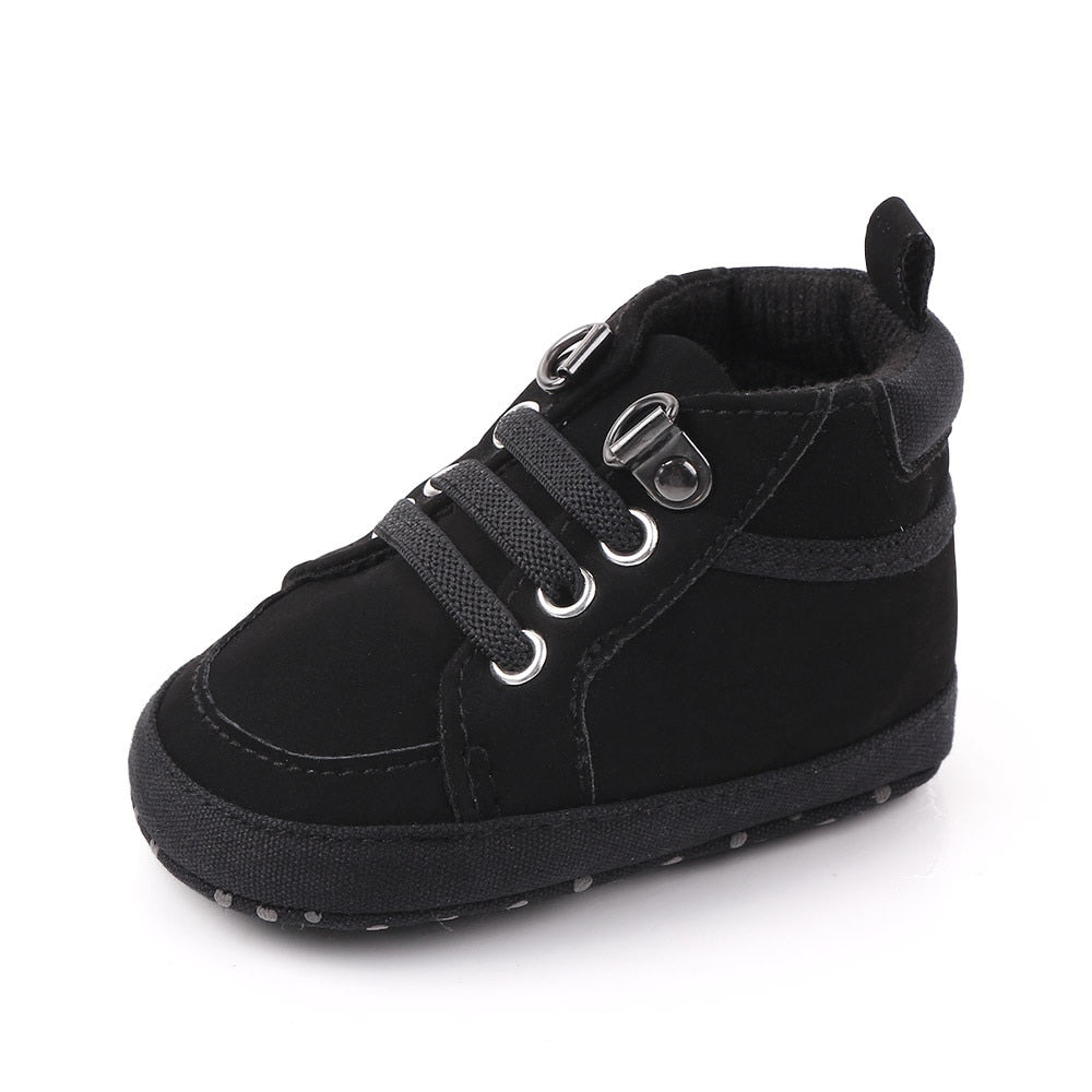 Newborn Baby Boy Shoes Soft Sole Crib Shoes Warm Boots Anti-slip Sneaker Solid PU First Walkers for 1 Year Old 0-18 Months