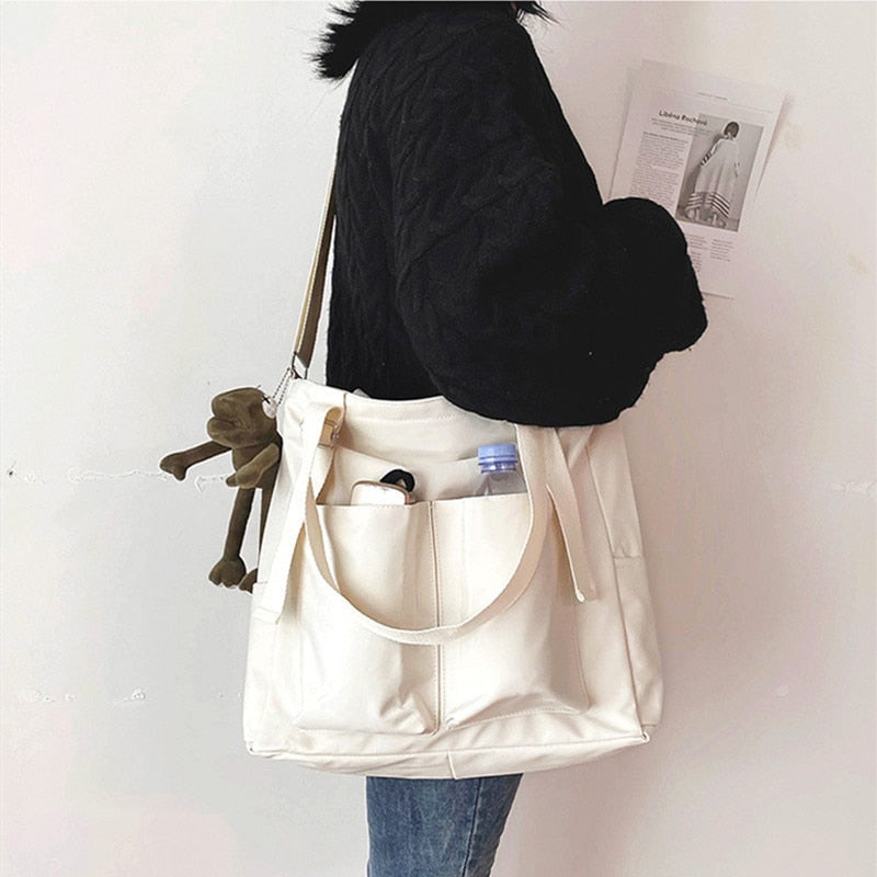 Damen Tasche Shopper Einfache Mode Reißverschluss Handtaschen Nylon Wasserdicht Solid Crossbody Große Kapazität Tote Umhängetaschen Für Frauen