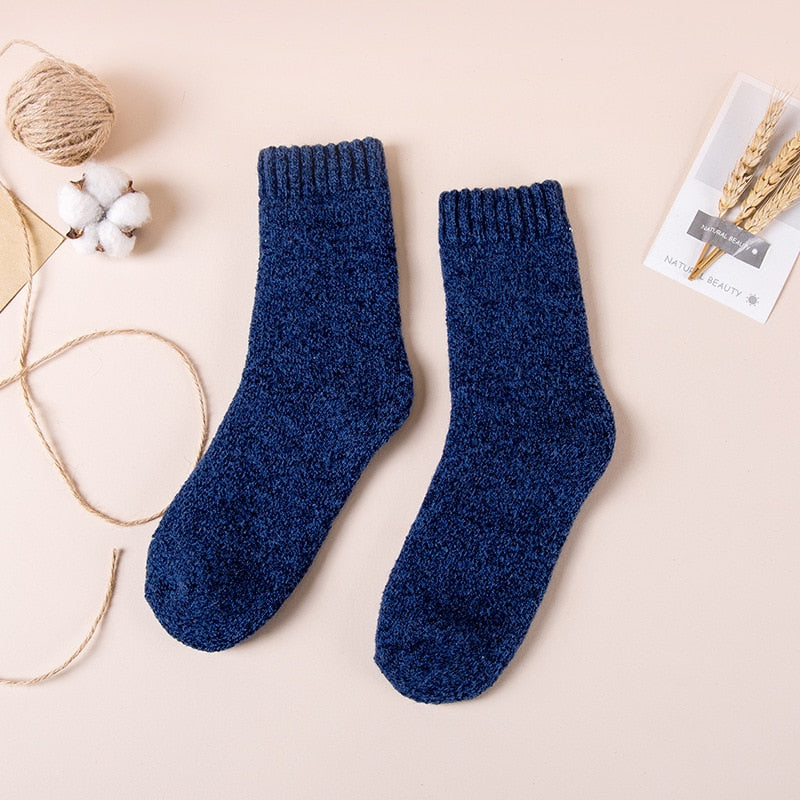 Winter Mens Merino Wool Socks Super Thick Warm High Quality Harajuku Retro Snow Casual Antifreeze Cashmere Socks Men 3 Pair