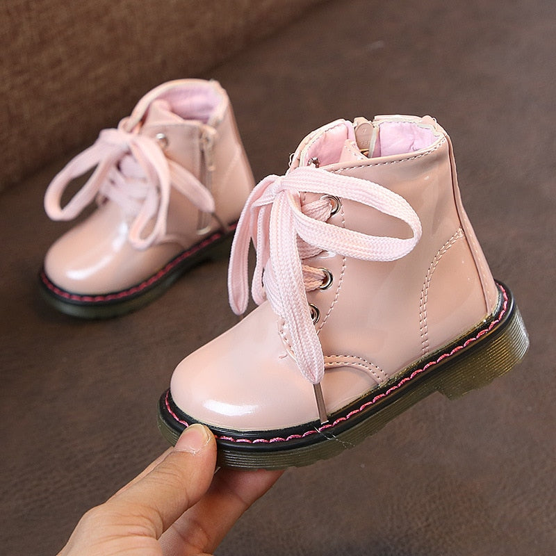 Children Boots for Girls Boys Fashion Boots Rubber Sole Kids Leather Snow Boots Baby Sport Sneakers 21-30