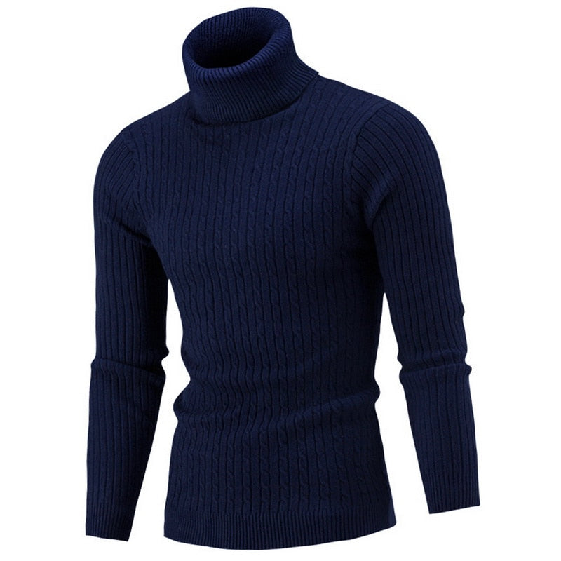 Autumn Winter Mens Turtleneck Sweater Men&#39;s Knitting Pullovers Rollneck Knitted Sweater Warm Men Jumper Slim Fit Casual Sweater