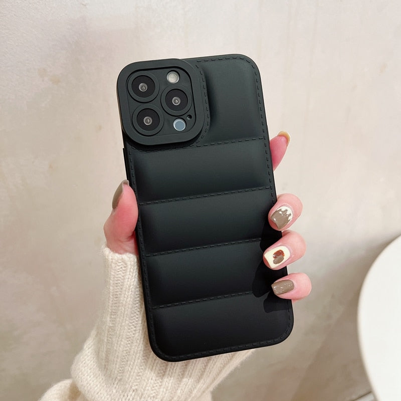 Soft Down Jacket Silicone Phone Case For iPhone 11 12 13 14 Pro Max XS X XR 7 8 Plus Shockproof Candy Bumper Back Cover