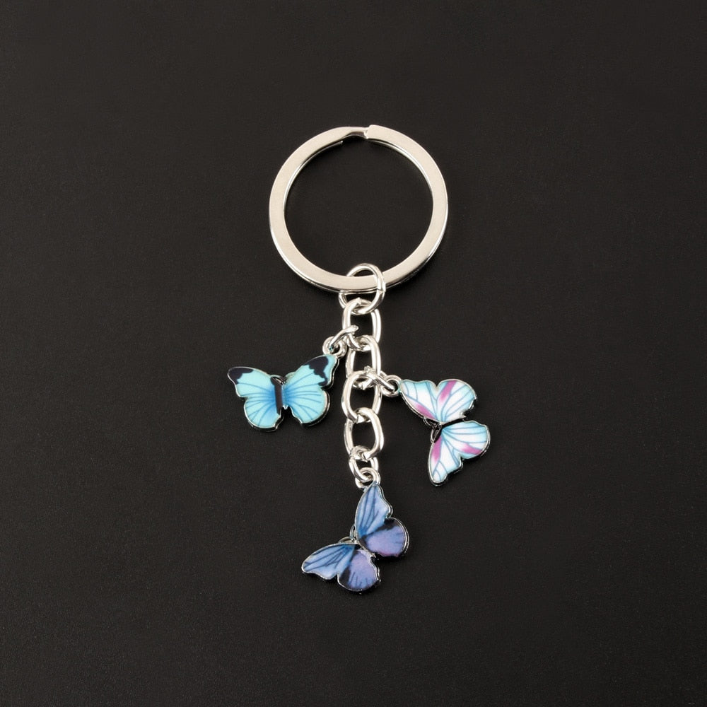Colorful Enamel Butterfly Keychain Insects Car Key Women Bag Accessories Jewelry Gifts