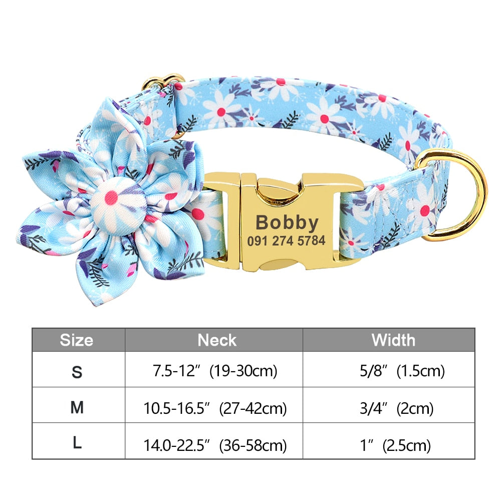 Printed Dog Collar Personalized Nylon Dog Collar Custom Pet Puppy Cat Collars Engraved ID Tag Collars Dog Accessories S/M/L