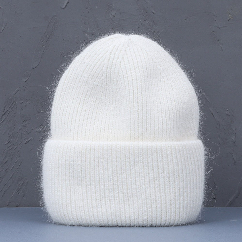 Winter Hat Real Rabbit Fur Winter Hats For Women Warm Beanie Hats Women Solid Adult Cover Head Cap