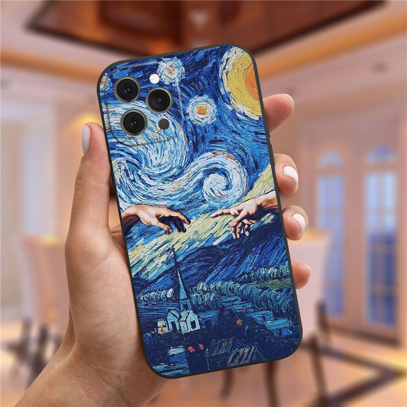 Vincent Van Gogh Starry Night flower Phone Case For iphone 14 Pro Max 13 12 11 Pro Max X XR XS 6 8 7 Plus Mona Lisa David  Cover