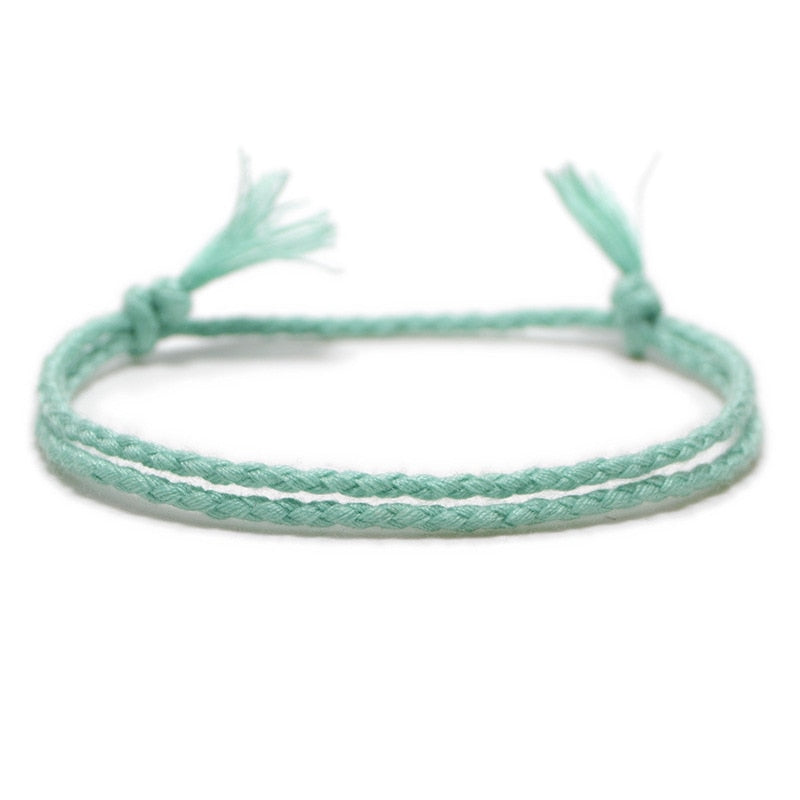 Simple Woven Cotton Rope String Bracelet Pray Yoga Handmade Pure Color Chic Tassel Bracelet for Men Women