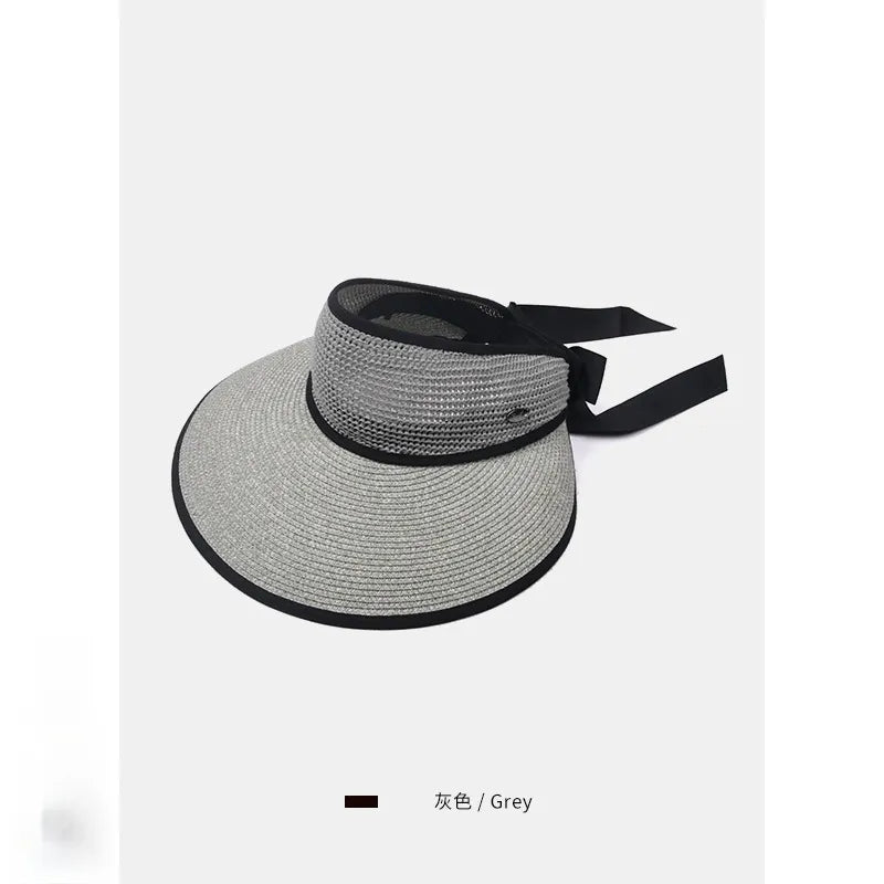 2021 New Summer Straw Hats For Women Beach Hat Empty Top Female Sun UV Protection hat Foldable chapeau Girl Bowknot Cap