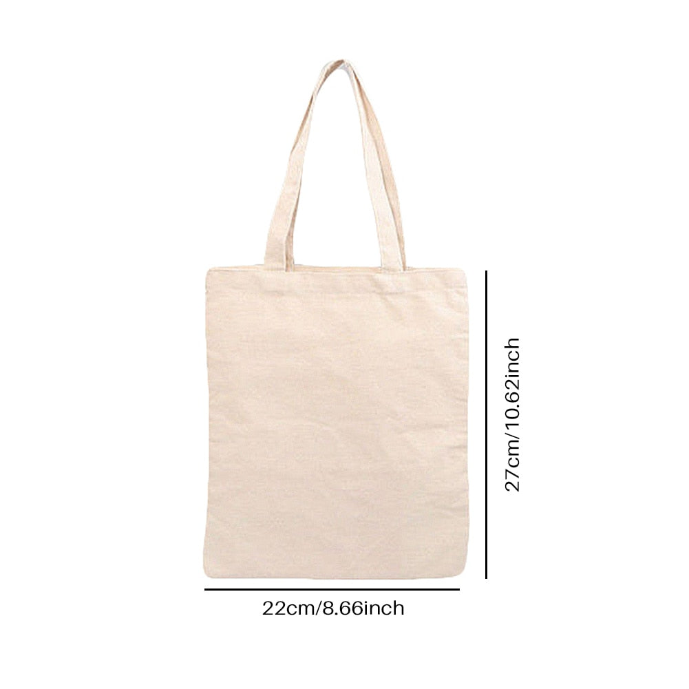 Beige Canvas Shopping Bags Eco Reusable Foldable Shoulder Bag Large Handbag Fabric Cotton Tote Bag For Women Shopping Bags