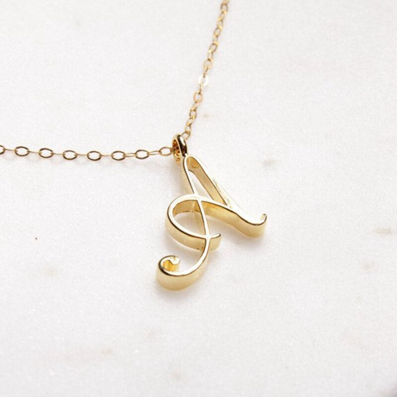 26 English Initial Alphabet Letter Necklace Luxury Gold Silver Color Monogram Name Letters Word Chain Necklaces Jewelry