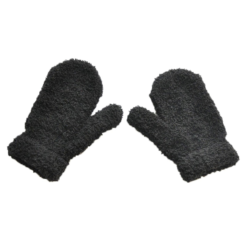 Warm Plush Thick Warm Baby Gloves Winter Plus Velvet Mittens Children Kid Coral Fleece Full Finger Gloves For 1-4Y Kids Gloves