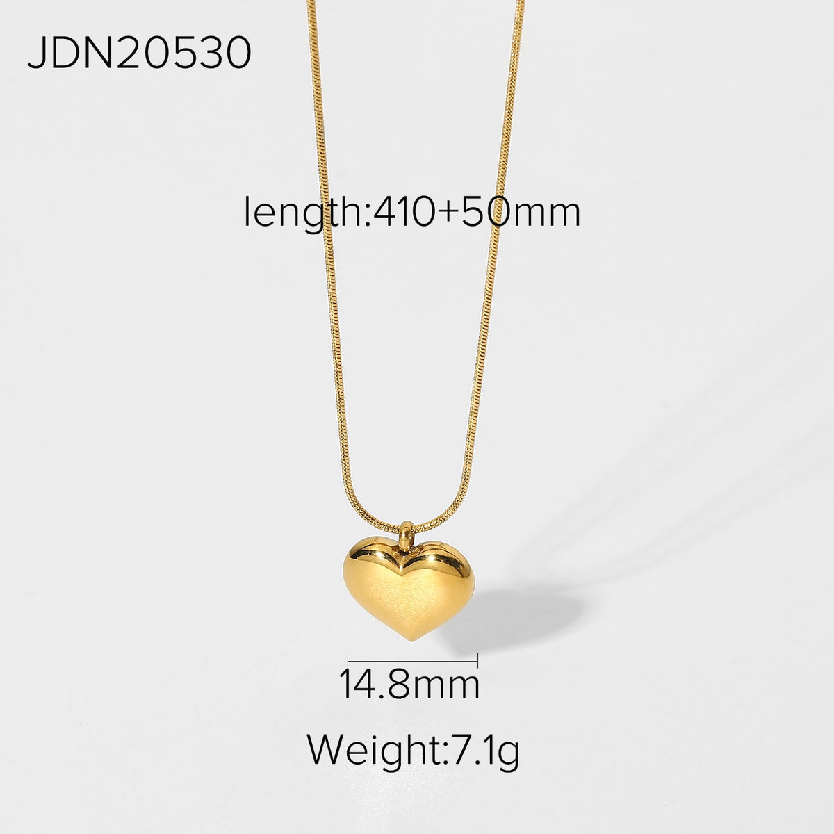 Thin Snake Chain Heart Shape Pendant Necklace For Women 18K Gold Plated Stainless Steel Chokers Necklace Party Gifts
