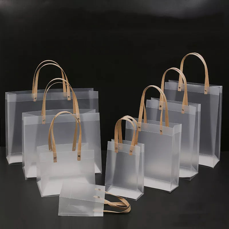 10pcs Transparent Gift Bags For Wedding Birthday Christmas Party For Guest Candy Souvenir Packaging Bag Custom LOGO Gift Handbag