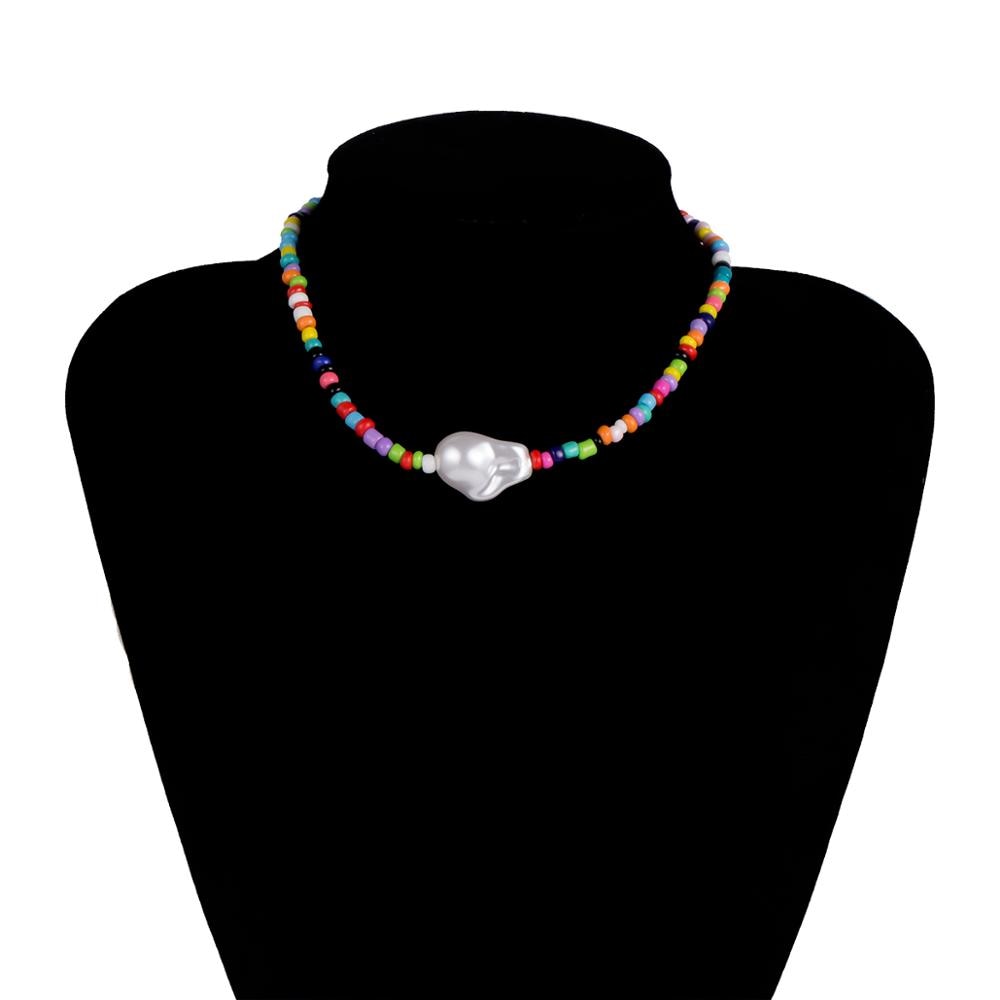 Trennbare 2-lagige weiße/schwarze Perlenketten Koreanische kleine Perlen-Muschel-Halskette für Damenmode-Kragen