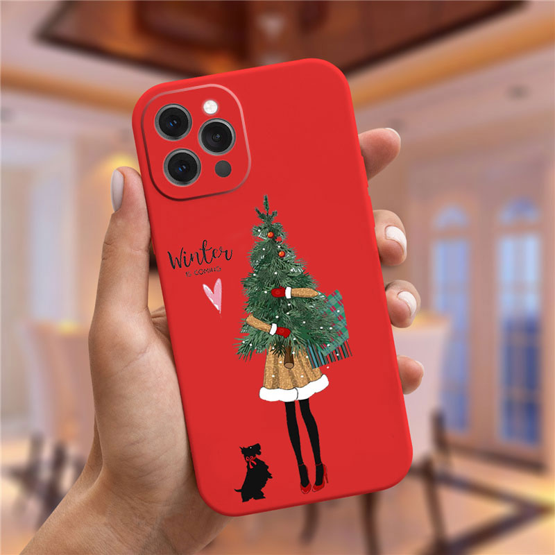 Christmas and New Year gift red Phone Case For iPhone 14 Pro 11 13 Pro Max 12 mini XS XR 6 6S 8 7 Plus fashion girl Cover Fundas