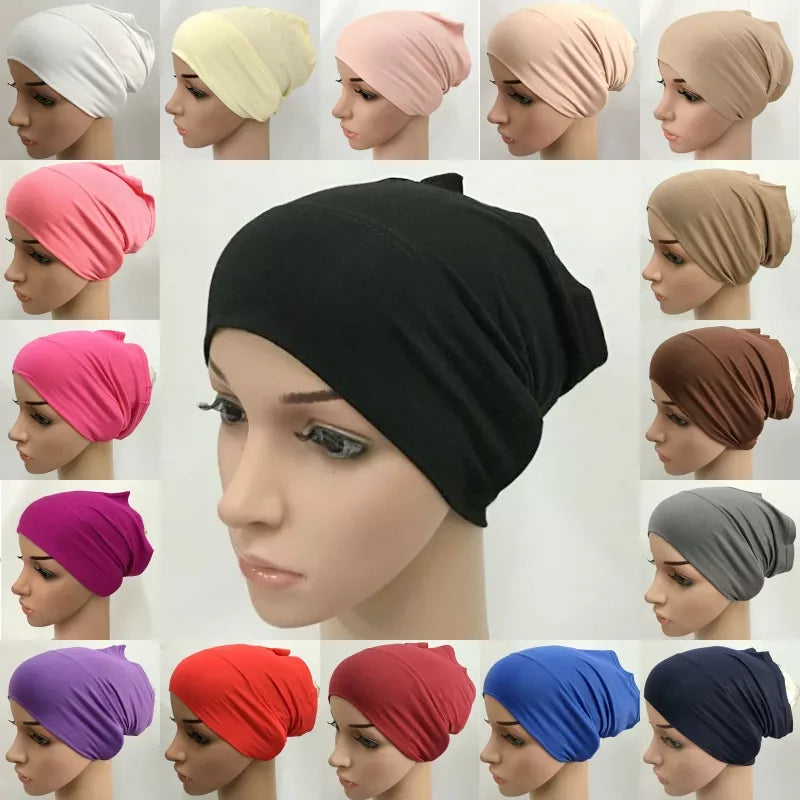 Cotton Muslim Underscarf Inner Tube Cap Islamic Eid Prayer Hijab Bottom Hat Headwear Arab  Women Wrap Headscarf Turban