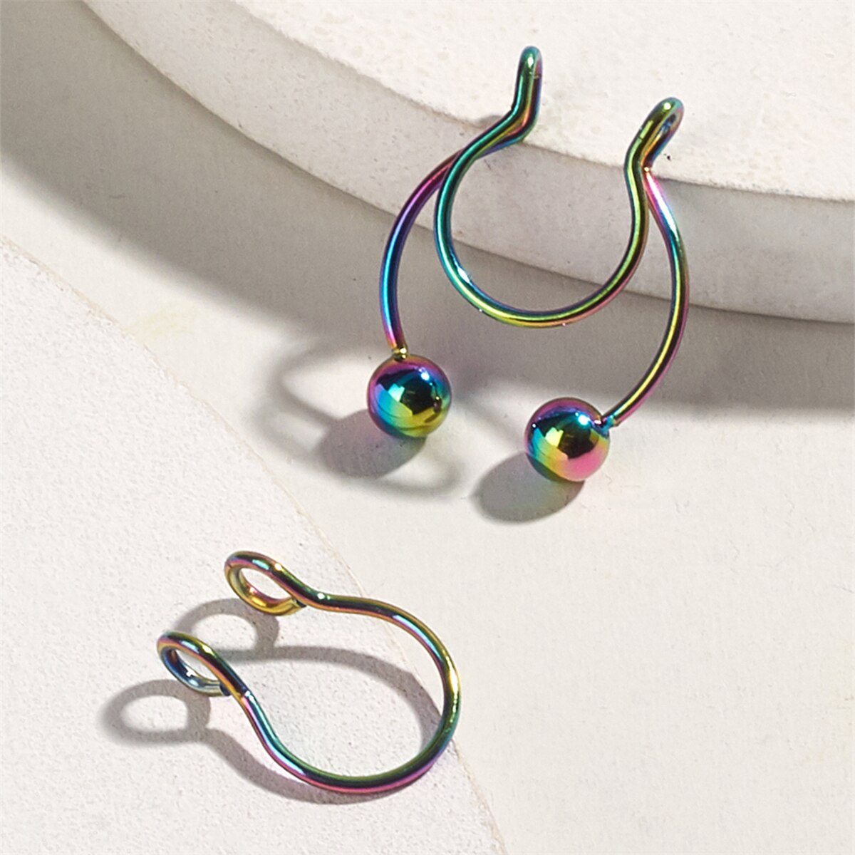 No Hole Titanium Steel Nose Nail Nose Ring, Piercing Jewelry, Fake Nose Clip, Simple Punk piercing nariz septum