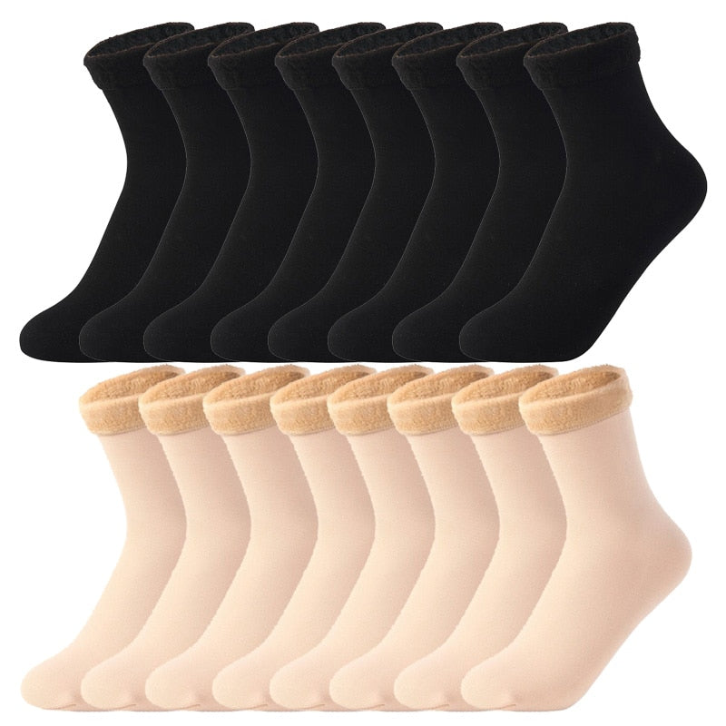 6/8/10Pairs/Lot Women/Men Winter Warm Thicken Thermal Socks Wool Cashmere Snow Black Skin Seamless Velvet Soft Boots Sock Lot