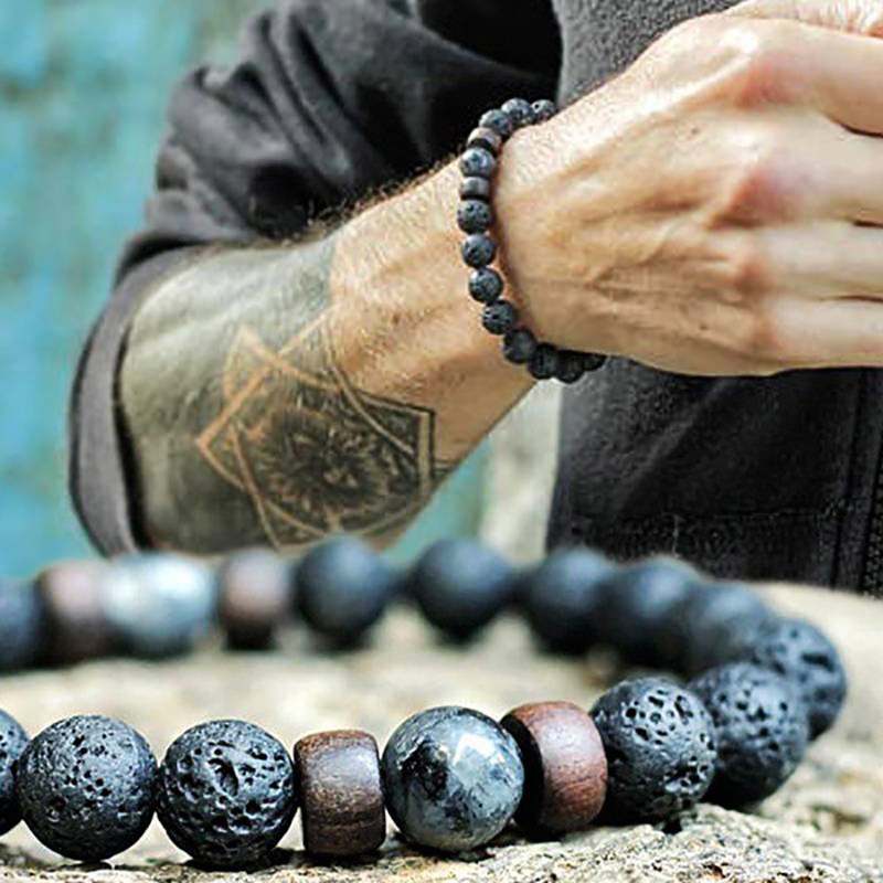 Vulkanstein Armband Lava Holz 8mm Perlen Armband Tibetan Buddha Handgelenk Kette Schmuck Geschenk Armbänder