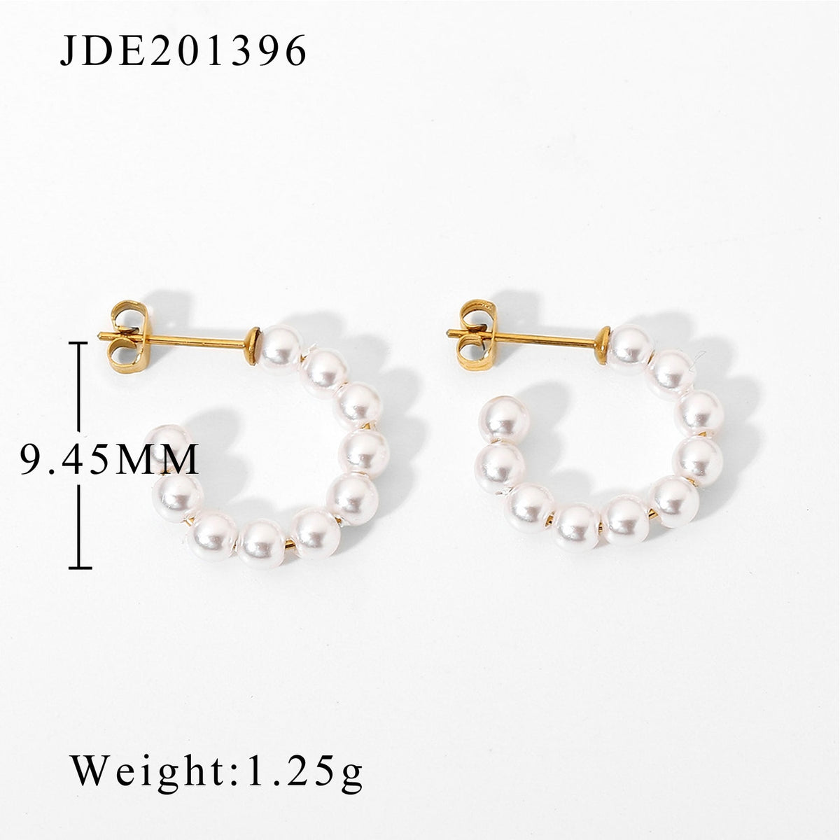 CC Shape Mini Pearl Circle Hoop Earrings For Women Simple Statement Stainless Steel Earring Orecchini Da Donna