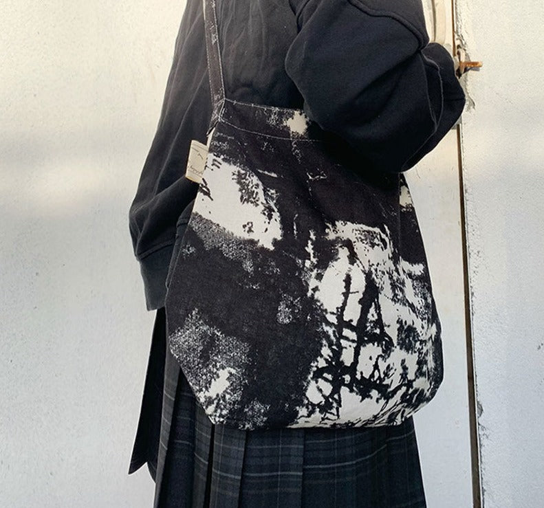 Einkaufstaschen Frauen Drucken Vintage Schultertasche Cross-Body Harajuku Retro Big Capacity Shopper Daily Hasp Pouch Freizeit