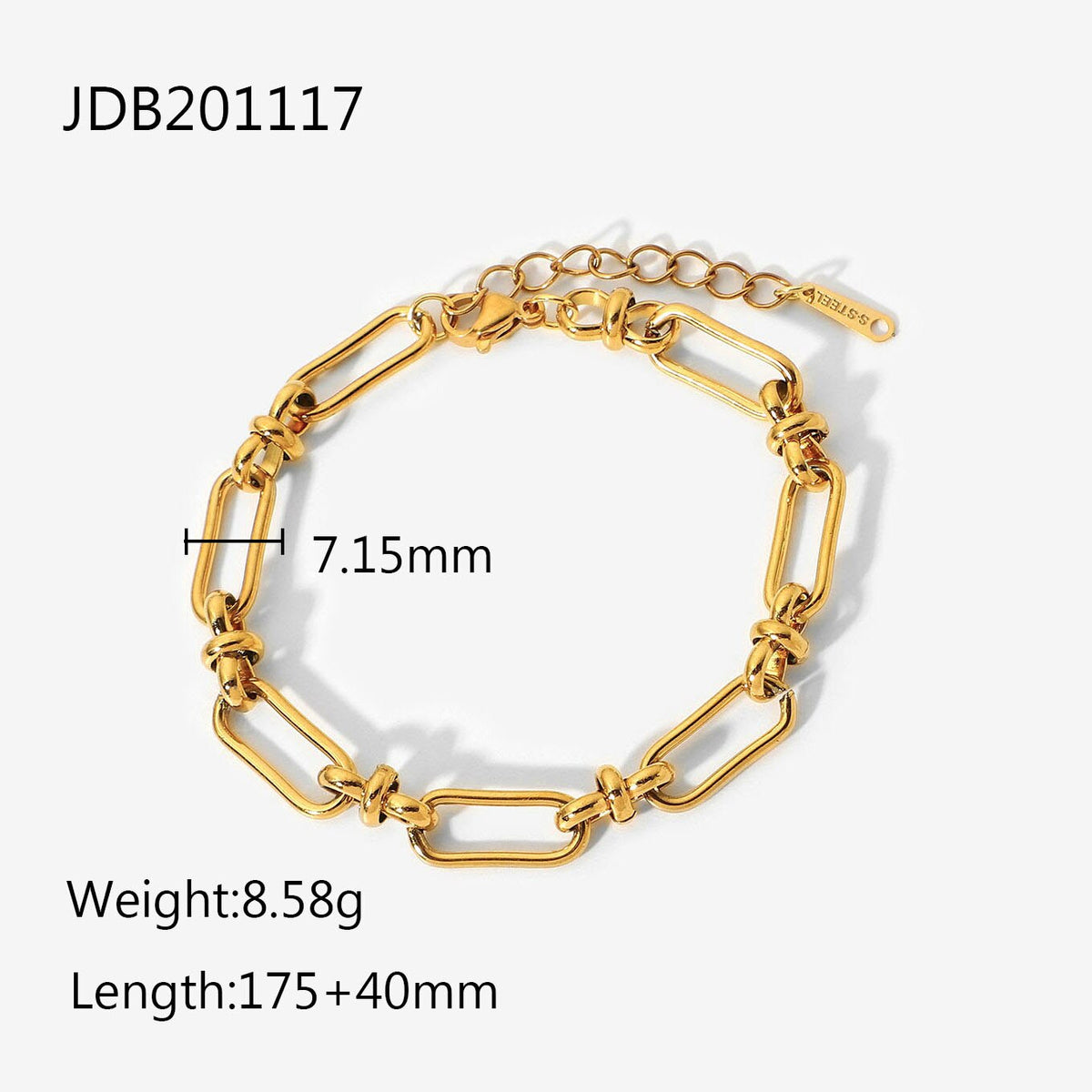 Chunky Stainless Steel Chain Bracelets Women Gold Jewelry Flat Paperclip Rectangle Link Chain Bangles Tarnish Free Girls Party