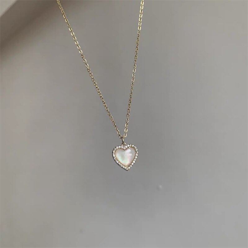 New Trend Love Heart Shell Necklace for Women Mnimalist Clavicle Chain Choker Wedding Party Aesthetic Jewelry