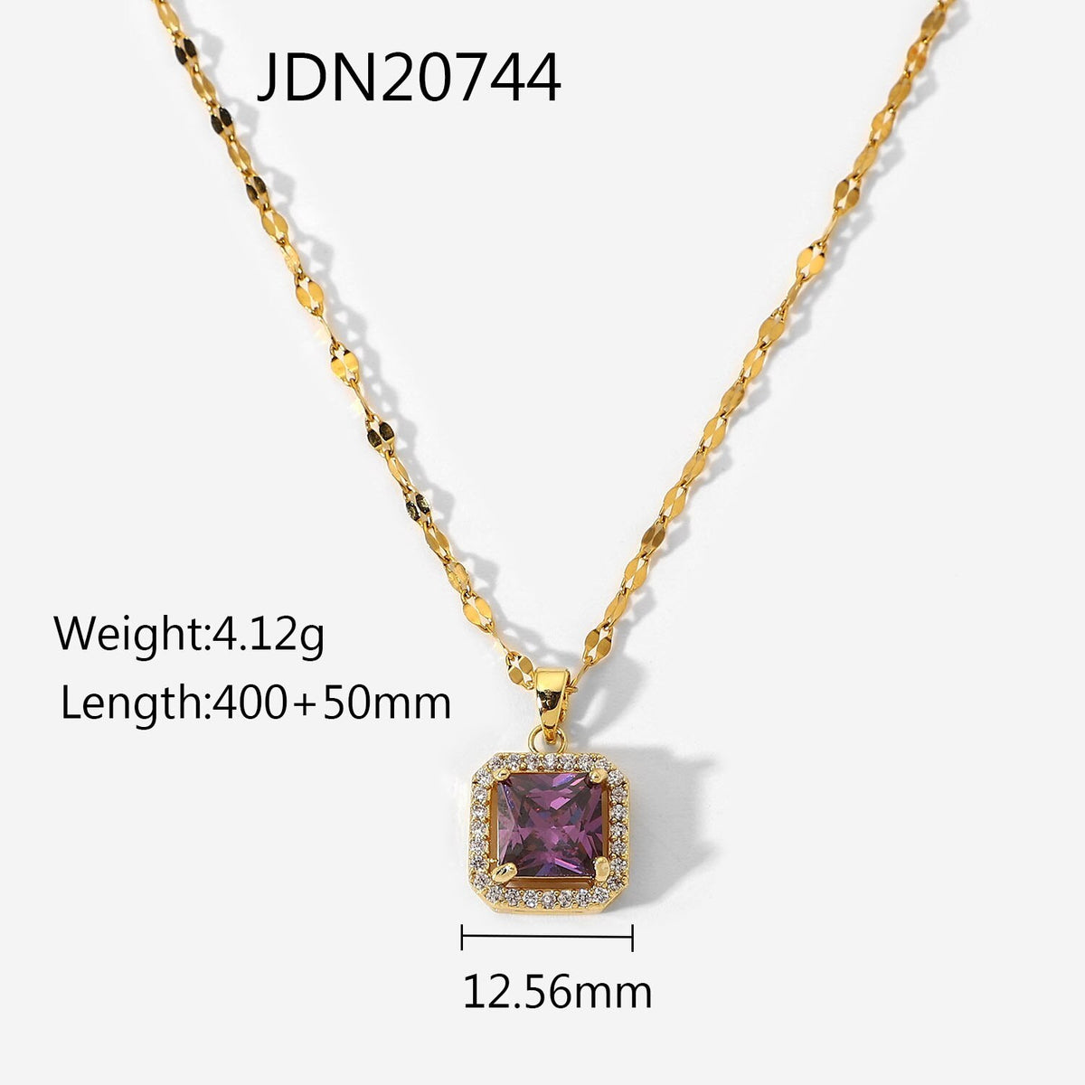 Women Necklace Stainless Steel Purple Zircon Jewelry 18k Gold Plated Choker Micro CZ Collar Tarnish Free Dropshipping