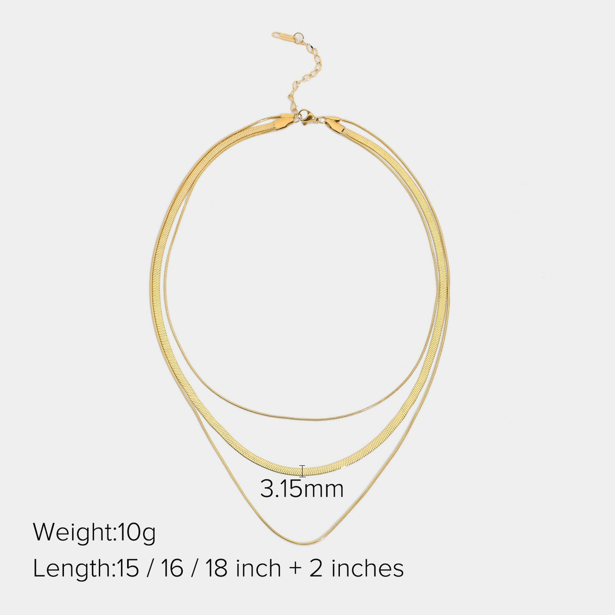 14K vergoldete Edelstahl-Klobige Halskette für Damen, 3-lagige Schlangenkette, Stapel-Choker-Schmuck
