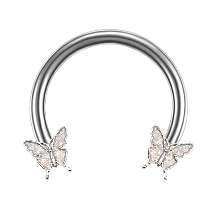 Fashion 16G Butterfly Horseshoe Nose Rings Earrings Septum Ring Tragus Piercing Helix Hoop Ear Earring Nostril Piercing Jewelry