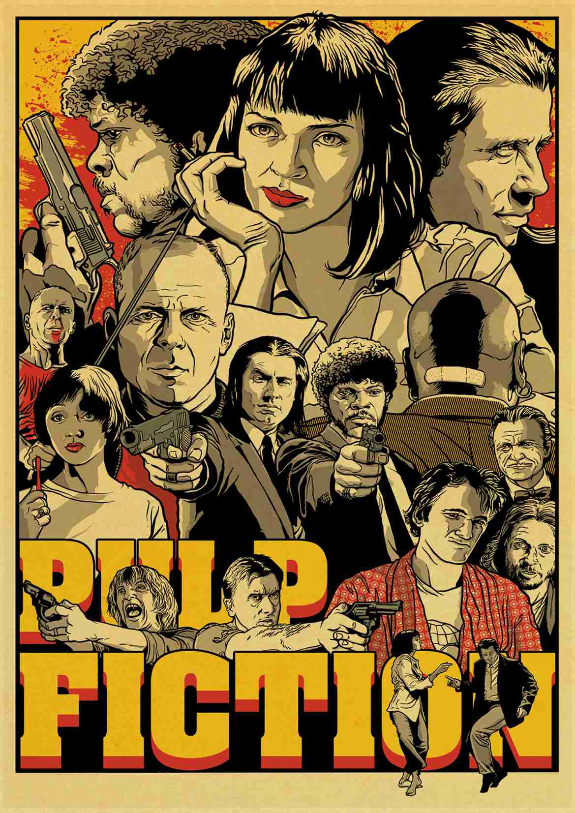 Vintage Poster classic movie Pulp Fiction / Kill Bill/Fight Club poster Retro kraft paper posters decorative art painting