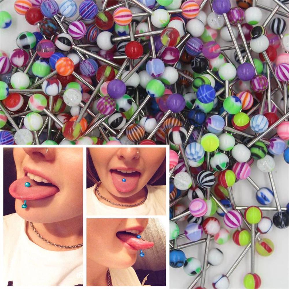 10/20/30/50Pcs Stainless Steel Tongue Piercing Ring Mix Tongue Barbell Lot Ear Nipple Piercing Ring Fashion Pircing Lengua Lote