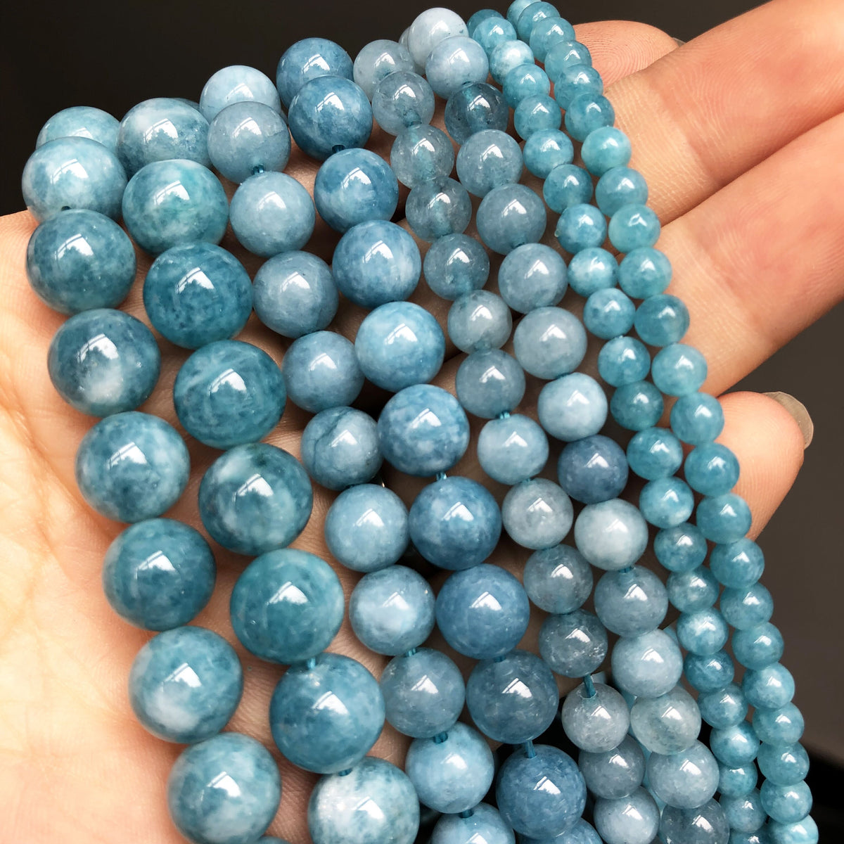 Natural Stone Dark Blue Chalcedony Jades Beads Round Loose Spacer Beads For Jewelry Making 4/6/8/10/12mm DIY Handmade Bracelets