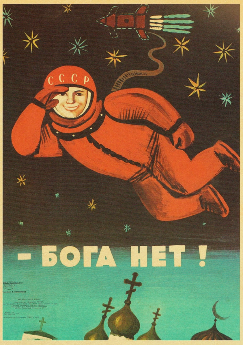 Vintage russisches Propagandaplakat The Space Race Retro UdSSR Poster und Drucke Kraftpapier Wandkunst Home Room Decor