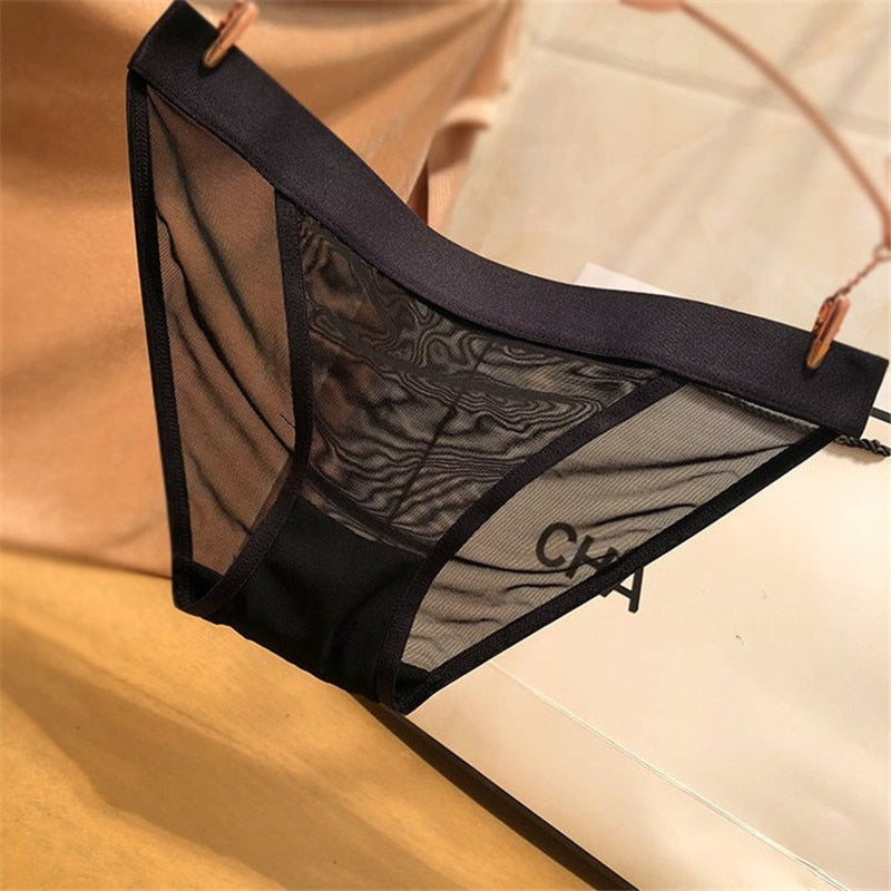 Women Transparent Sexy Underwear Thin Mesh Briefs Low Waist Ladies Seamless Panties