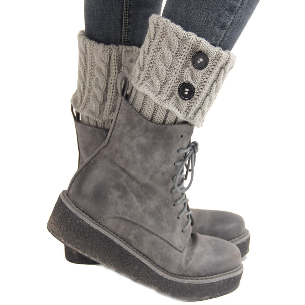 Frauen-Winter-Strick-Beinwärmer, Stiefelüberzug, halten warme Socken, einfarbige Socken, Stiefelwärmer, Stiefelaufsätze