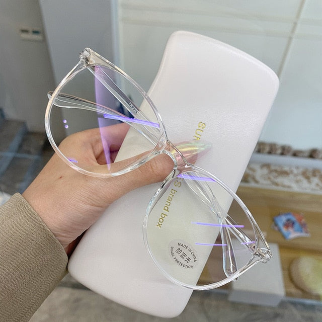 Transparenter Computer-Brillenrahmen für Frauen und Männer, Anti-Blaulicht, runde Brillen, die Gläser für optische Brillen blockieren