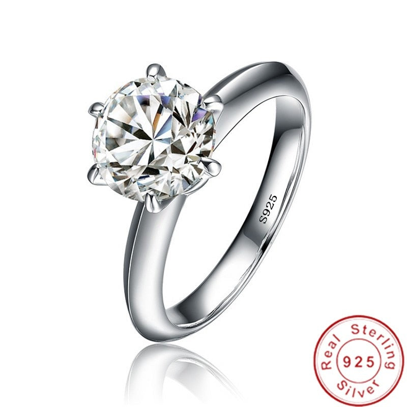 Solitaire 1ct Lab Diamond Ring 100% echtes 925er Sterlingsilber Verlobungsringe für Damen Herren Partyschmuck