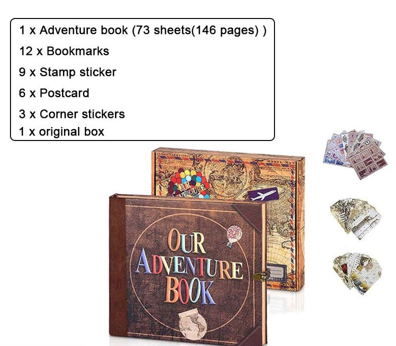 DIY Handmade Album Scrapbook Our Adventure Book Movie Up Reise-Sammelalbum für Jubiläum, Hochzeit, Reisen, Valentinstag, Geschenke