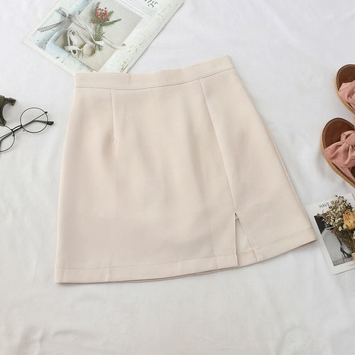 HELIAR Women Skirt Split A line High waist Mini Skirts Preppy Style