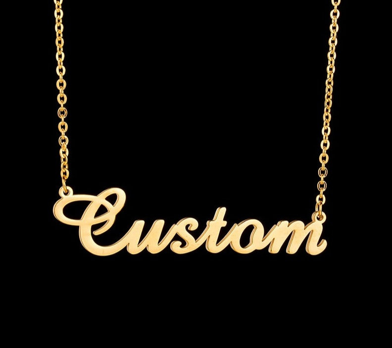 Customized Stainless Steel Name Necklace Personalized Letter Gold Color Choker Necklace Pendant Nameplate Gift