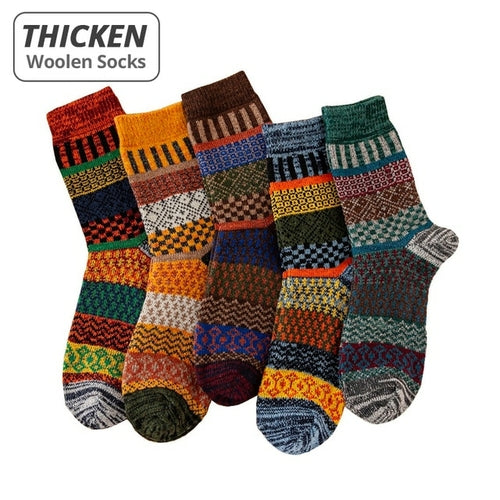 Men Winter Socks Business 5 Pair | Wool Winter Socks Mens | Wool Boot