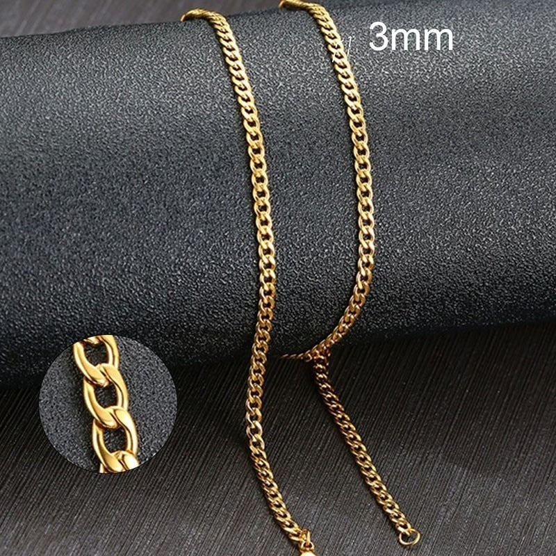 Vnox Mens Cuban Link Chain Necklace Stainless Steel Black Gold Color Male Choker colar Jewelry Gifts for Him