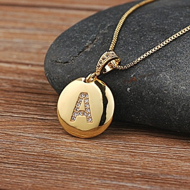 Women Girls Initial Letter Necklace 26 A-Z Charm Neck Pendants Copper CZ Jewelry Personal Gifts